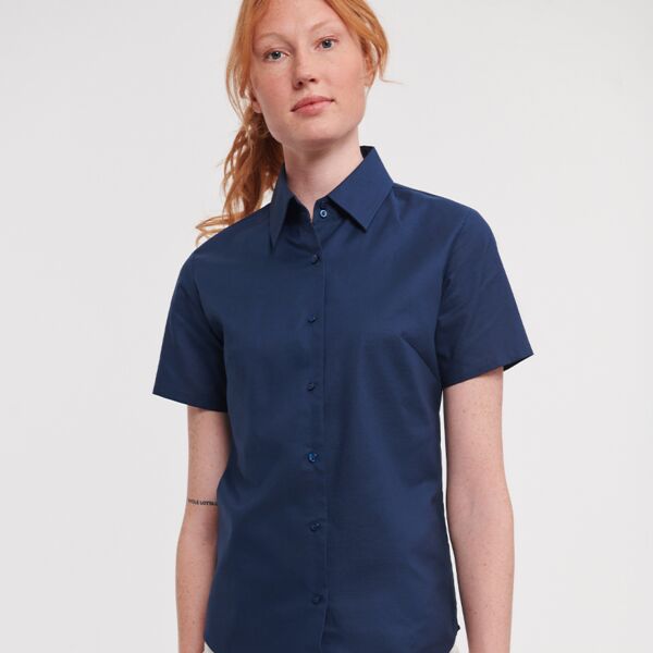 Russell Collection Ladies Short Sleeve Easy Care Oxford Shirt Thumbnail