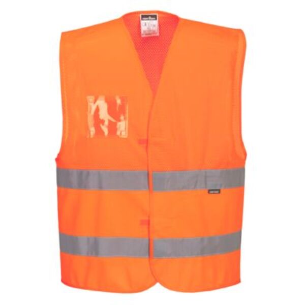 Hi-Vis Half Mesh Two Band Vest  Thumbnail